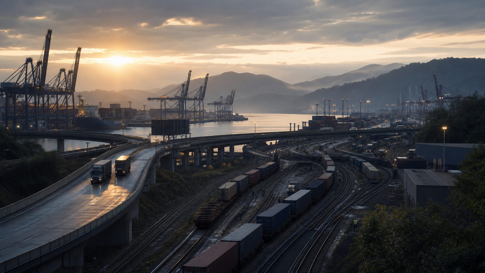 North American multimodal gateway representing a controlled cross-border corridor