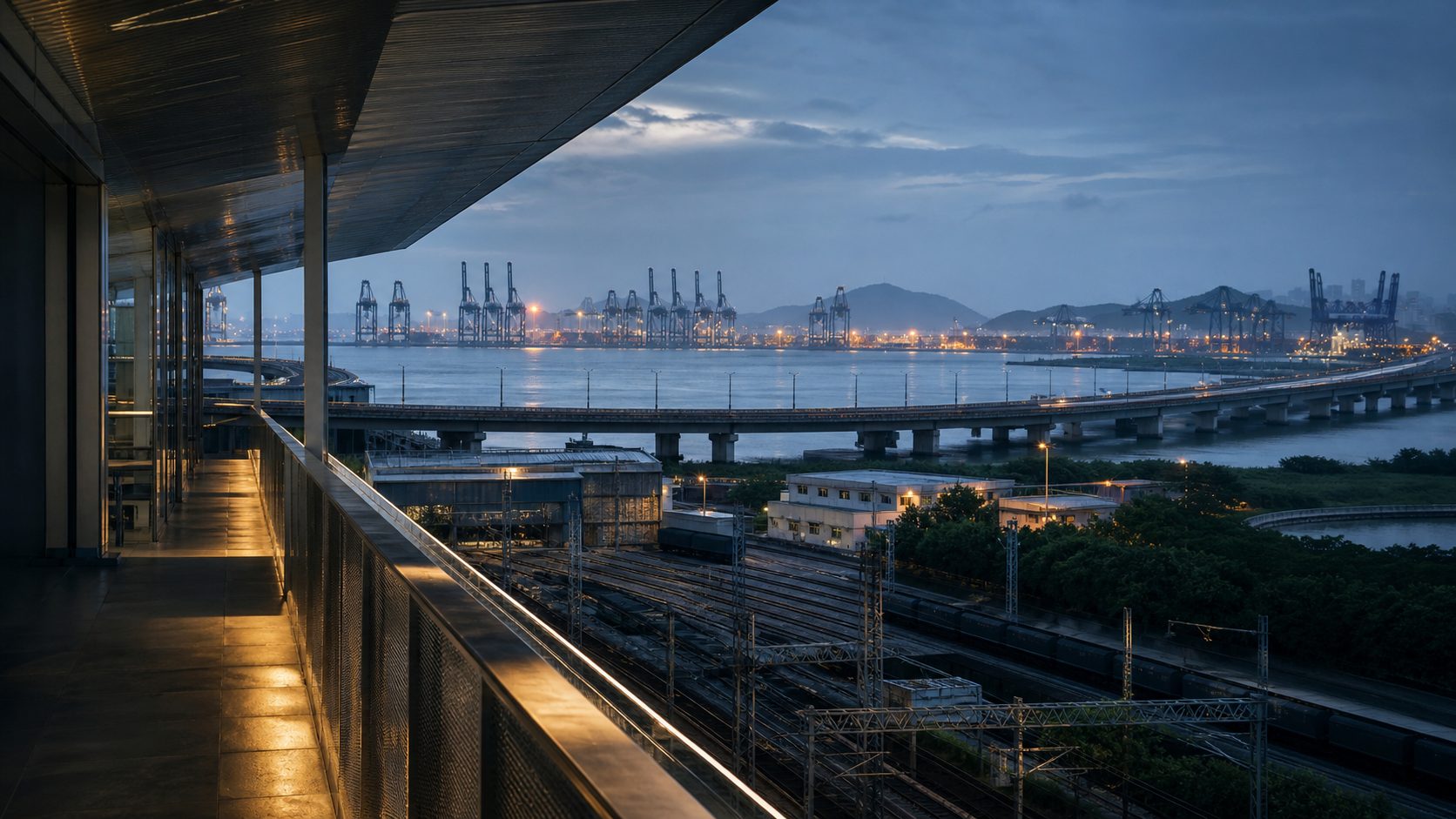 Asia-Pacific port and rail interface representing a controlled cross-border corridor