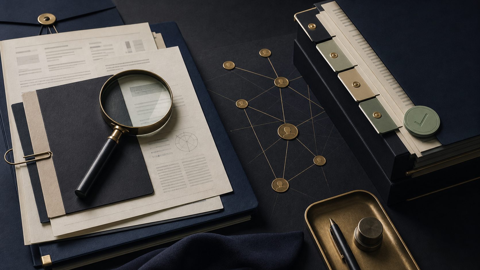 Abstract international distribution relationship in Nox Foundry navy and gold